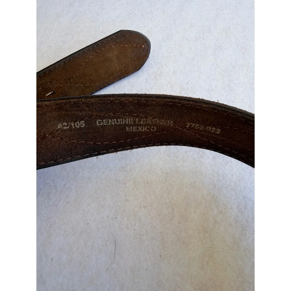 Mens Brown Genuine Leather Western Stitched‎ Belt Size 42 105 Mexico Cowboy